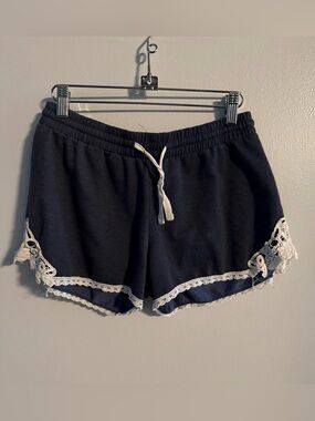 Women’s Cloud Chaser Navy Blue Shorts with White Lace Trim Size M